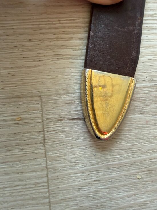 Vintage Brown Leather Belt Gold Western Boho One Inch Width Boho Size 30 main image 6